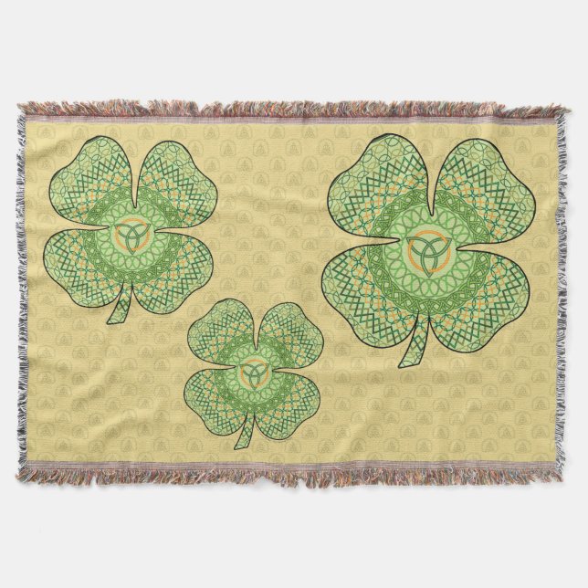 Celtic Shamrock Throw Blanket (Front)