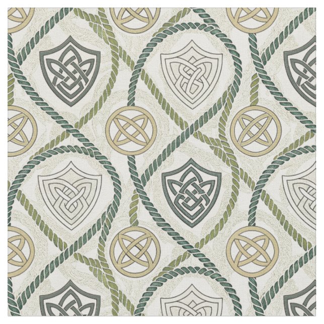 Celtic Shield Knot & Rope Scottish Design Pattern Fabric (Close Up)