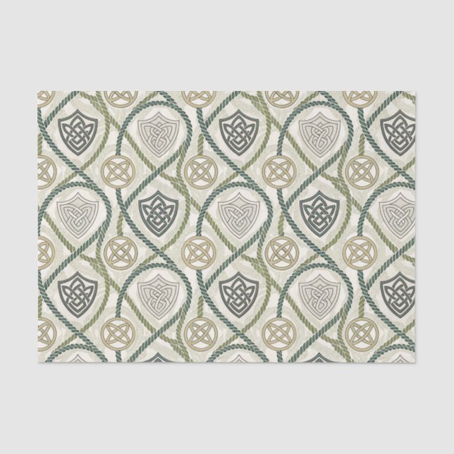 Celtic Shield Knot & Rope Scottish Design Pattern Tissue Paper (Front)