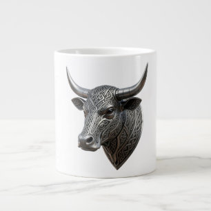 Celtic Silver Bull Head Viking Celtic Large Coffee Mug