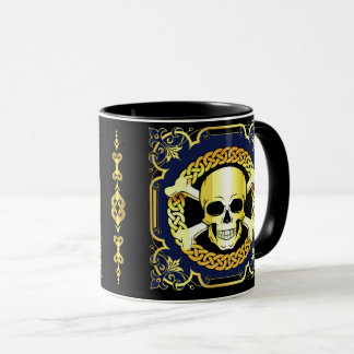 Celtic Skull crossbones/design gold/black/blue Mug