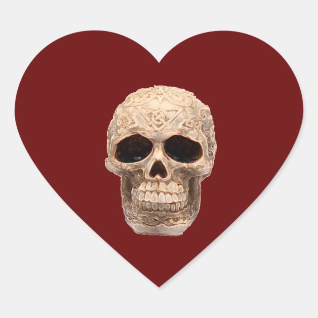 celtic skull heart sticker (Front)