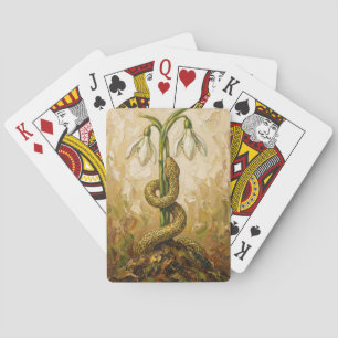 Celtic Snake Snowdrops Imbolc Rebirth Fantasy Art Playing Cards