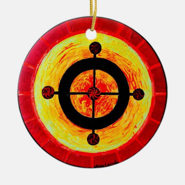 Celtic solar symbol ceramic ornament (Front)