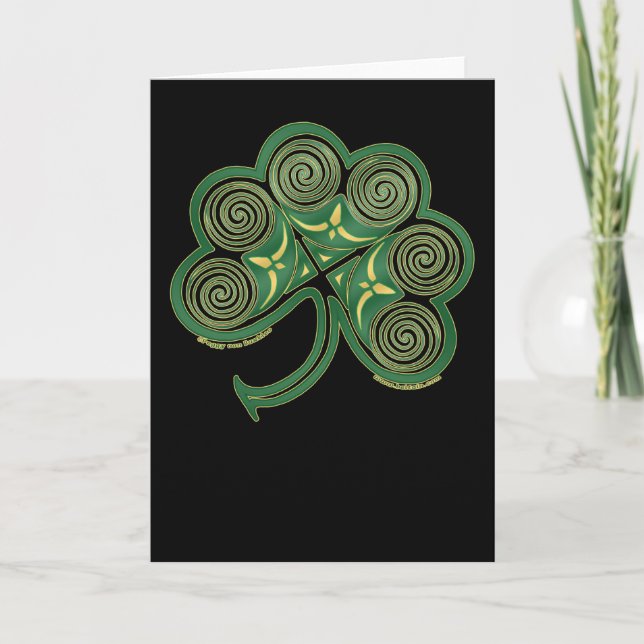 Celtic Spiral Card, Irish Shamrock Design Card (Front)