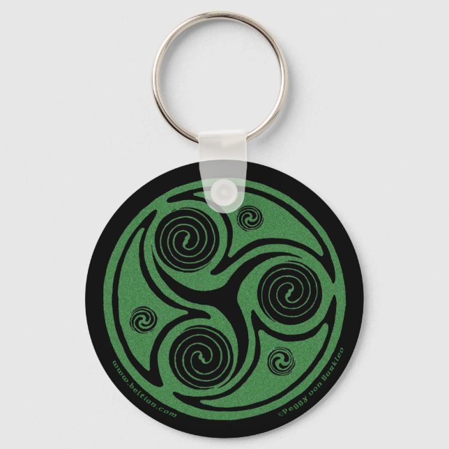 Celtic Spiral Keychain, Triskele design #2 Key Ring (Front)