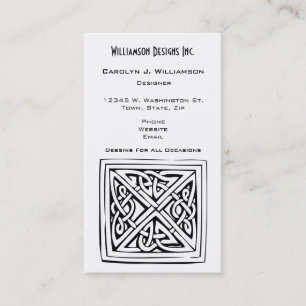 Celtic Square Knot Block Design Black White Custom Business Card