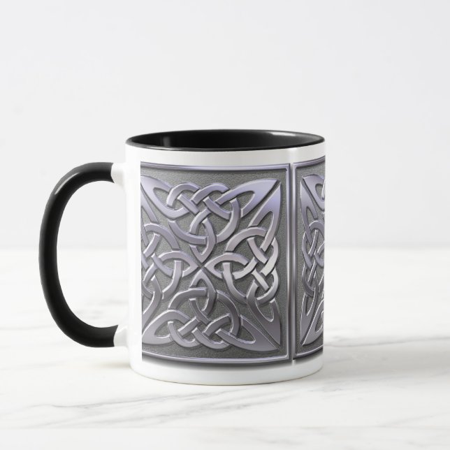 Celtic Square - silver Mug (Left)