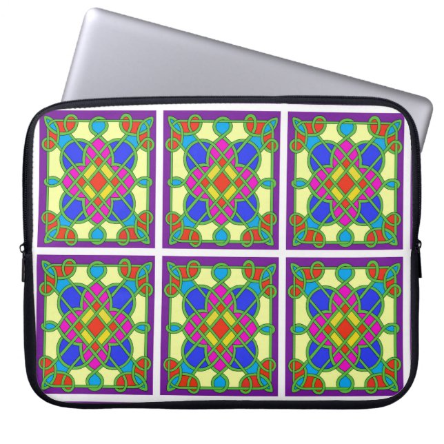 Celtic Stained Glass Effect Laptop Sleeve (Front)