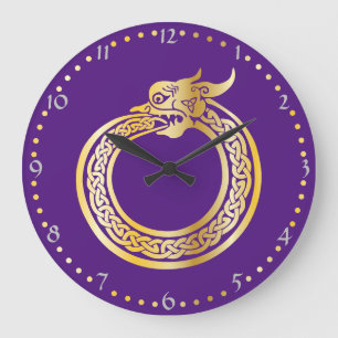 Celtic Style Gold Toned Ouroboros Large Clock