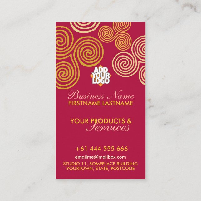 Celtic Swirl Vertical Business Card (Front)