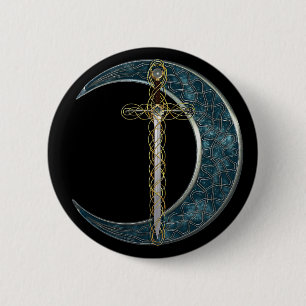 Celtic Sword and Moon 6 Cm Round Badge
