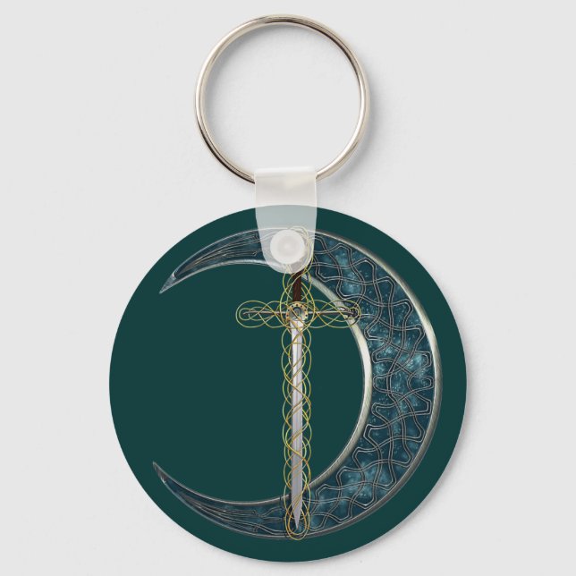 Celtic Sword and Moon Key Ring (Front)