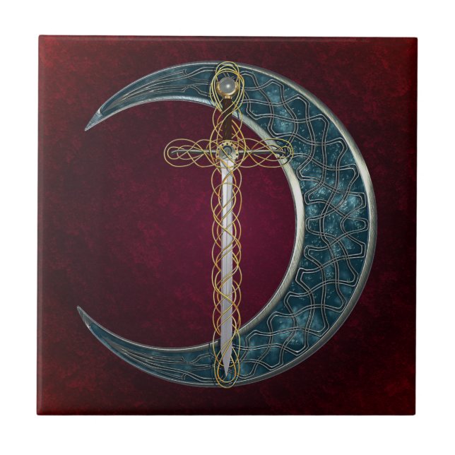 Celtic Sword and Moon Tile (Front)