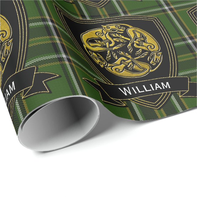 Celtic Symbol Irish Tartan Wrapping Paper (Roll Corner)