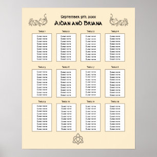 Celtic symbols and foliage 12 table poster