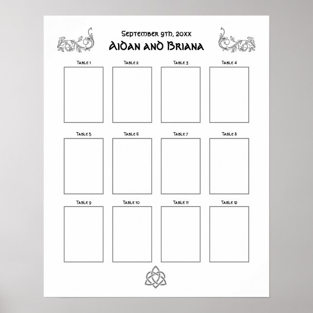 Celtic symbols and foliage for 12 tables blank poster (Front)