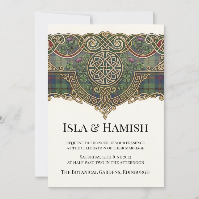 Celtic Tartan Wedding Invitation (Front)