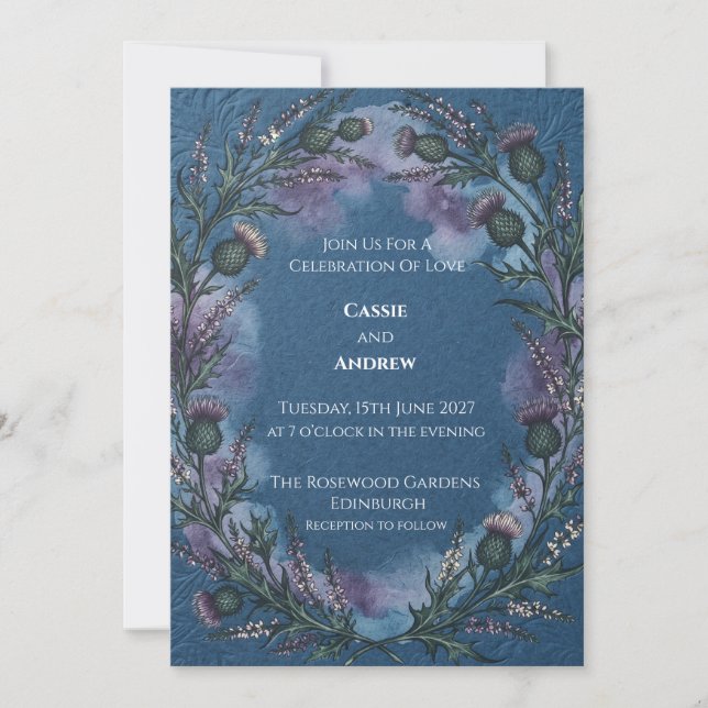 Celtic Thistle Wedding Invitation (Front)