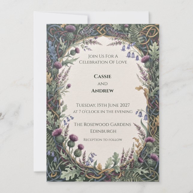 Celtic Thistle Wedding Invitation (Front)