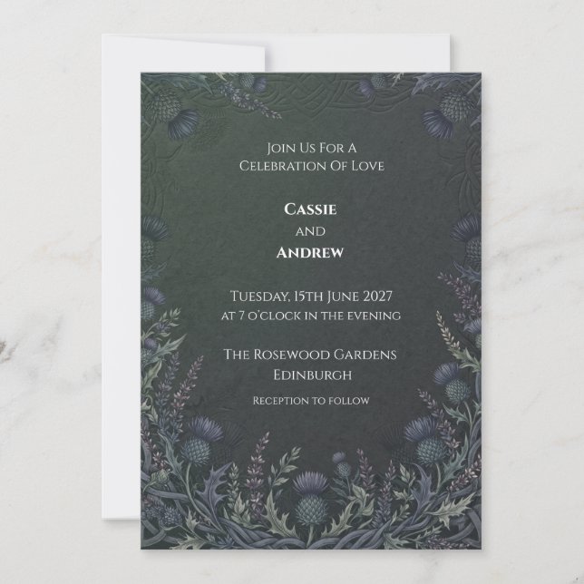 Celtic Thistle Wedding Invitation (Front)