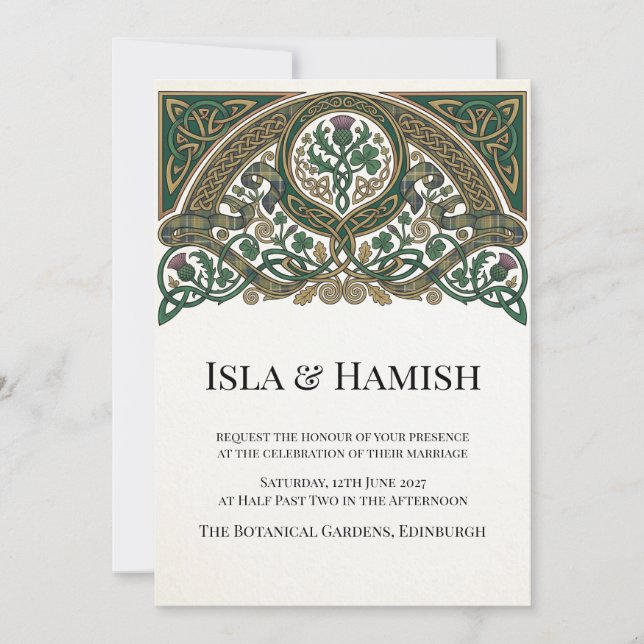 Celtic Thistle Wedding Invitation (Front)