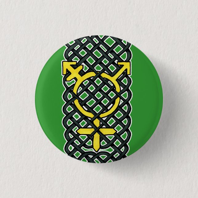 Celtic Transgender Symbol Yellow 3 Cm Round Badge (Front)