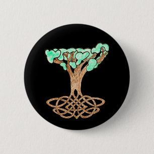 Celtic Tree Button-Pin 6 Cm Round Badge