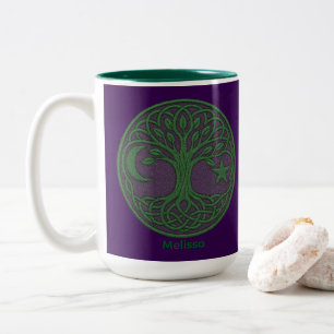 Celtic Tree of Life Custom Name Two-Tone Coffee Mug