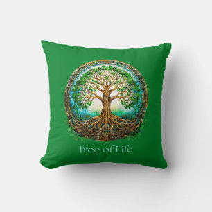 Celtic Tree of Life in Emerald Green Cushion