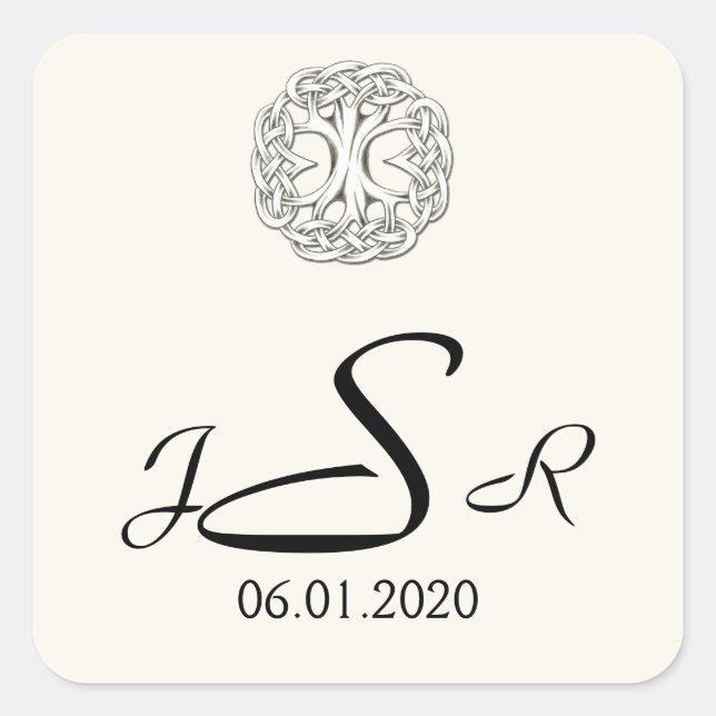Celtic Tree of Life Monogram Sticker (Front)