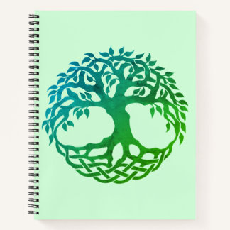 Celtic Tree of Life Spiral Notebook (Green-Blue)