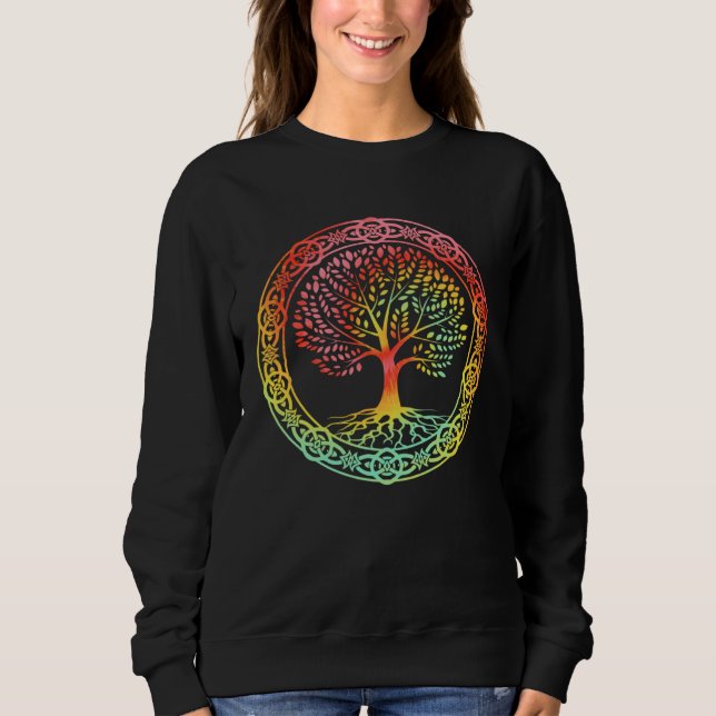 Celtic Tree of Life Tie Dyed Nordic Yggdrasil Viki Sweatshirt (Front)