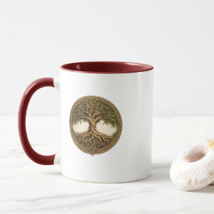 Celtic Tree of Life Two-Tone Maroon Coffee Mug