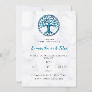 Celtic Tree of Life Witchcraft Marble Wedding Invitation