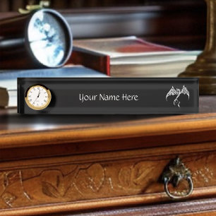 Celtic Tribal Dragon Black White Nameplate