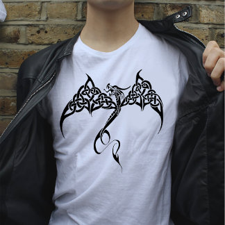 Celtic Tribal Dragon Black White T-Shirt