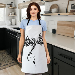 Celtic Tribal Dragon Knotwork Black White Fantasy Apron