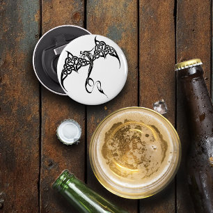 Celtic Tribal Dragon Knotwork Black White Fantasy Bottle Opener