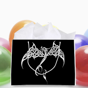 Celtic Tribal Dragon Knotwork Black White Fantasy Large Gift Bag