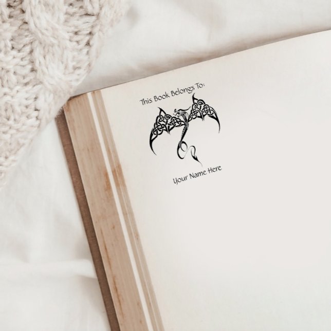 Celtic Tribal Dragon Knotwork Black White Fantasy Rubber Stamp (Creator Uploaded)