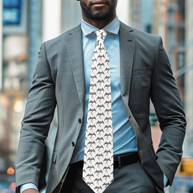 Celtic Tribal Dragon Knotwork Black White Fantasy Tie (Creator Uploaded)