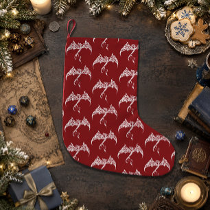 Celtic Tribal Dragon Red White Small Christmas Stocking