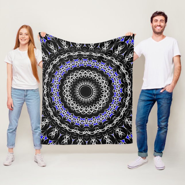 Celtic Tribal Mandala ( Blue ) Fleece Blanket (In Situ)