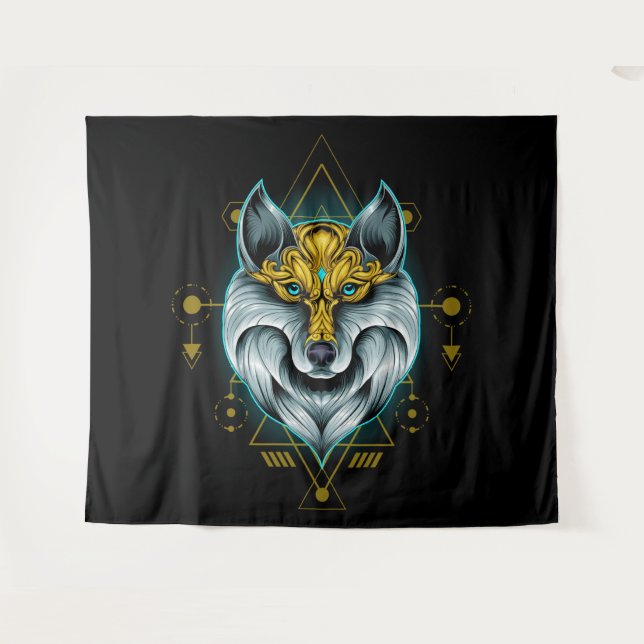 Celtic Tribal Wolf Tapestry (Front (Horizontal))