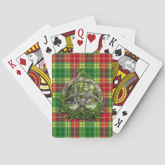 Celtic Trinity Knot And Clan Buchanan Tartan Playing Cards (Back)