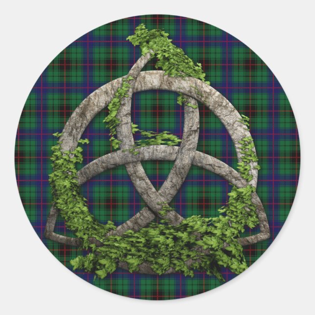 Celtic Trinity Knot And Clan Davidson Tartan Classic Round Sticker (Front)