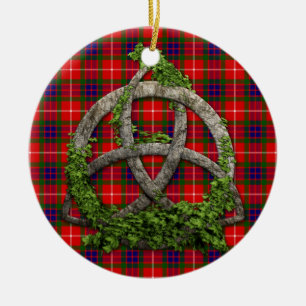 Celtic Trinity Knot And Clan Fraser Tartan Ceramic Tree Decoration
