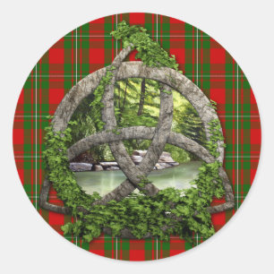 Celtic Trinity Knot And Clan MacGregor Tartan Classic Round Sticker