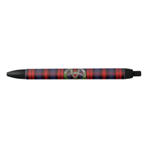 Celtic Trinity Knot And Clan MacLachlan Tartan Black Ink Pen